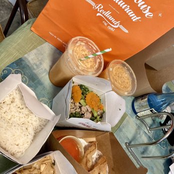 Thai House Restaurant - Thai iced teas, combination vegetable wok with a side of white rice, drunken noodles with chicken and an order of wontons. - Thai Near Me - Redlands, California Thai House Restaurant - Thai iced teas, combination vegetable wok with a side of white rice, drunken noodles with chicken and an order of wontons. - Thai Near Me - Redlands, California