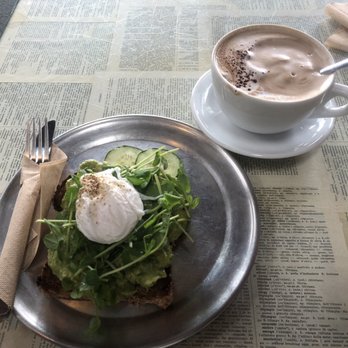 Coffeebar - Avocado toast with a poached egg and super creamy almond milk mocha - Coffee & Tea Near Me - Reno, Nevada Coffeebar - Avocado toast with a poached egg and super creamy almond milk mocha - Coffee & Tea Near Me - Reno, Nevada