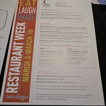 C Level - SD Restaurant Week menu - New American Near Me - San Diego, California