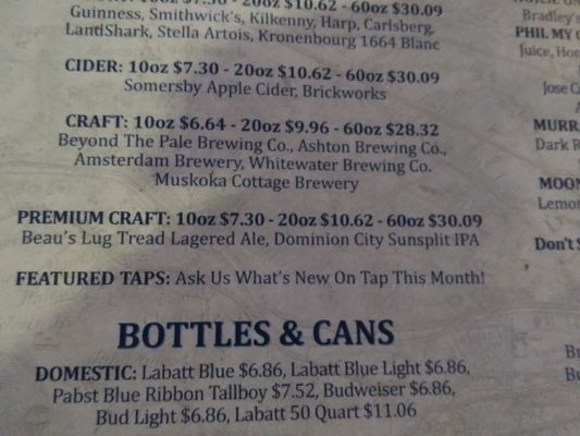 Menu photo 1 Aulde Dubliner & Pour House Ottawa, ON
