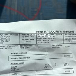 Dollar Car Rental - Rental record