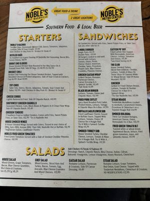 Menu photo 1 Noble's Kitchen & Beer Hall Nashville, TN Menu photo 1 Noble's Kitchen & Beer Hall Nashville, TN