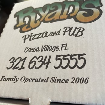 Ryan's Pizza & Pub - Pizza box - Irish Near Me - Cocoa, Florida Ryan's Pizza & Pub - Pizza box - Irish Near Me - Cocoa, Florida