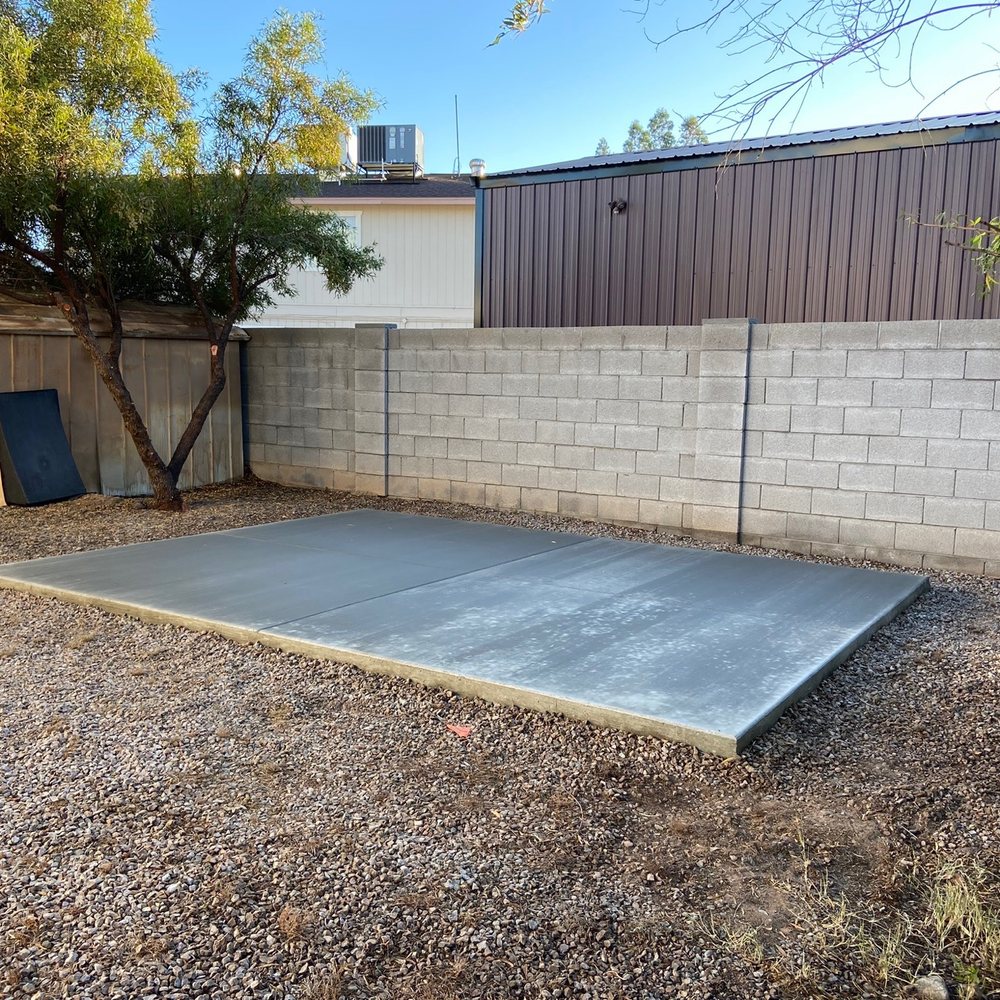 Concrete slab in a backyard Concrete slab in a backyard