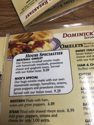 Menu photo 1 Dominick's Diner-Eatery Erie, PA