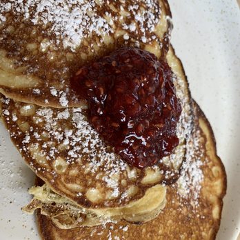 Ospi Venice - Lemon Ricotta Pancakes with Strawberry Jam - Italian Near Me - Venice, California Ospi Venice - Lemon Ricotta Pancakes with Strawberry Jam - Italian Near Me - Venice, California