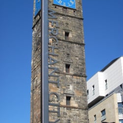 Tolbooth Steeple - Merchant City sign with Tolbooth Steeple in the background.