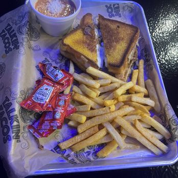 Talkin' Tacos SoDo - Birria grilled cheese with fries and tomato soup - Tacos Near Me - Orlando, Florida Talkin' Tacos SoDo - Birria grilled cheese with fries and tomato soup - Tacos Near Me - Orlando, Florida