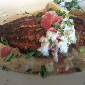 Pappadeaux Seafood Kitchen - Mississippi catfish with lump crab and cheesy grits - Seafood Near Me - Arlington, Texas Pappadeaux Seafood Kitchen - Mississippi catfish with lump crab and cheesy grits - Seafood Near Me - Arlington, Texas