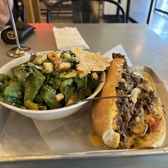 Freda's Pizza - Philly cheesesteak with Caesar side salad included. Both were phenomenal! - Pizza Near Me - Camarillo, California Freda's Pizza - Philly cheesesteak with Caesar side salad included. Both were phenomenal! - Pizza Near Me - Camarillo, California