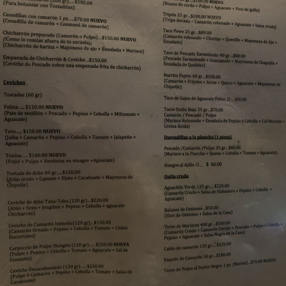 Sirilo | Cocina Folk - Menu - Seafood Near Me - Oaxaca, OAX