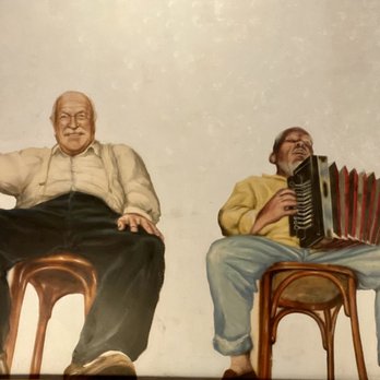 Restaurant Le Chien Jaune - Cheery fellows on the ceiling. - Restaurants Near Me - Tours, 37
