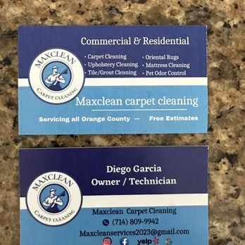 Maxclean Carpet & Tile Care - Here's there card, front and back. Great father and son team! - Carpet Cleaning Near Me Maxclean Carpet & Tile Care - Here's there card, front and back. Great father and son team! - Carpet Cleaning Near Me