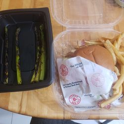 99 Restaurants - All star burger, fries and asparagus
