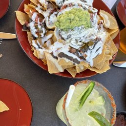 Nachos and Diablo margarita