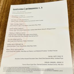 Dinner menu