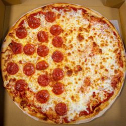 Half plain half pepperoni pizza
