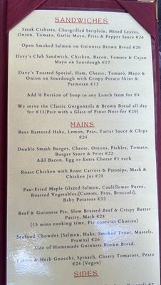 Menu photo 2 Davy Byrnes Dublin, D Menu photo 2 Davy Byrnes Dublin, D