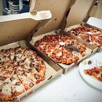 Mountain Mike's Pizza - (L to R) Sausage pizza, pepperoni pizza & meat lover's combination pizza - Pizza Near Me - Reno, Nevada Mountain Mike's Pizza - (L to R) Sausage pizza, pepperoni pizza & meat lover's combination pizza - Pizza Near Me - Reno, Nevada
