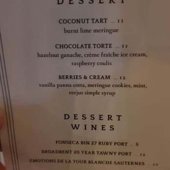 Memoir - Dessert menu - American Near Me - Omaha, Nebraska