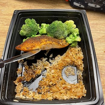 BJ's Restaurant & Brewhouse - a meal of fish, rice and broccoli - Pizza Near Me - Tacoma, Washington BJ's Restaurant & Brewhouse - a meal of fish, rice and broccoli - Pizza Near Me - Tacoma, Washington