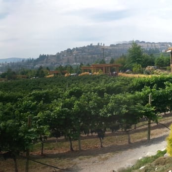 Quails' Gate Winery - Panorama from patio. Valley, vineyard, store, restaurant. - Wineries Near Me - Kelowna, British Columbia Quails' Gate Winery - Panorama from patio. Valley, vineyard, store, restaurant. - Wineries Near Me - Kelowna, British Columbia