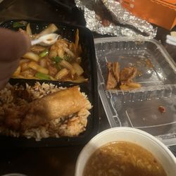 April's Chinese - Ordered Mongolian beef got a few pieces of meat and a bunch of onions food is great but wish there was more meat in the plate