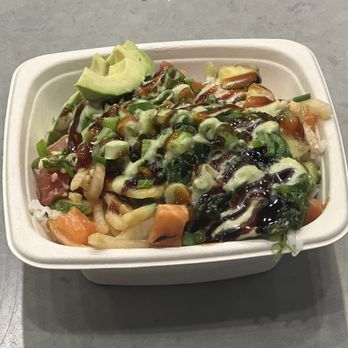 The Poke Company - Salmon and tuna regular bowl. - Poke Near Me - Boynton Beach, Florida