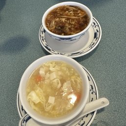 Hot & sour soup and Egg flower soup