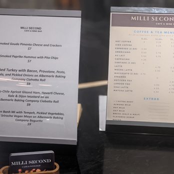 Milli Second Café & Wine Bar - Sandwich and coffee and tea menus - Coffee & Tea Near Me - Charlottesville, Virginia Milli Second Café & Wine Bar - Sandwich and coffee and tea menus - Coffee & Tea Near Me - Charlottesville, Virginia