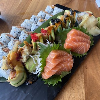 The 1126 Restaurant - (Left to right) Spicy tuna, spicy yellow tail, galaxy roll , salmon sashimi So delicious! - Sushi Bars Near Me - Columbus, Ohio The 1126 Restaurant - (Left to right) Spicy tuna, spicy yellow tail, galaxy roll , salmon sashimi So delicious! - Sushi Bars Near Me - Columbus, Ohio