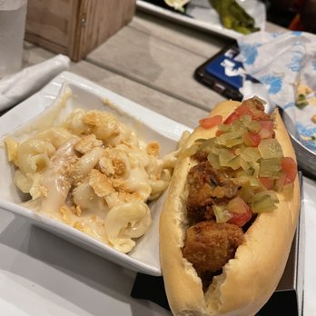 RipTydz - Old Bay Poy Boy with Mac N Cheese - Seafood Near Me - Myrtle Beach, South Carolina