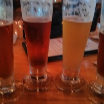 BJ's Restaurant & Brewhouse - Flight of Jermiah Red, Oasis Amber, Harvest Hefeweizen, Abbey Normal. - American Near Me - Temple, Texas BJ's Restaurant & Brewhouse - Flight of Jermiah Red, Oasis Amber, Harvest Hefeweizen, Abbey Normal. - American Near Me - Temple, Texas