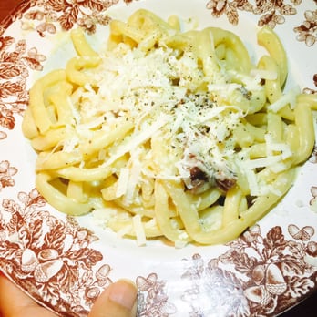 San Fermo - Bucatini carbonara~ very soft. - Italian Near Me - Seattle, Washington San Fermo - Bucatini carbonara~ very soft. - Italian Near Me - Seattle, Washington