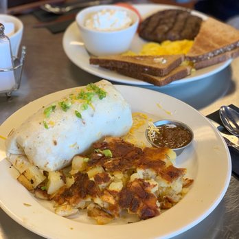 Jamie's Cafe - Breakfast Burrito and Pound for Pound Combo with Beef Patty - Cafes Near Me - Elk Grove, California