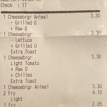 In-N-Out Burger - Receipt of order. - Burgers Near Me - Irvine, California In-N-Out Burger - Receipt of order. - Burgers Near Me - Irvine, California