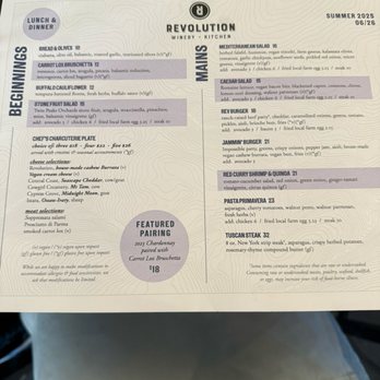 Revolution Winery & Kitchen - Menu - Vegan Near Me - Sacramento, California