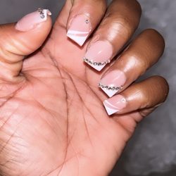 Gel acrylic french set with rhinestones