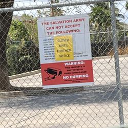 The Salvation Army Kahului Corps - Thursday august 10. Gate to the parking lot was closed and this sign posted.