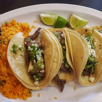 Esposito's Pizza & Mexican Food - Chorizo and Carne Asada tacos.... Added crumbled cheese and their green salsa to em. And side of rice and beans. - Pizza Near Me - Wrightstown, New Jersey