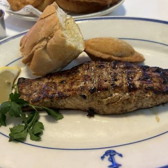 Goode Company Seafood - Mesquite Grilled Salmon. Comes with a small shrimp empanada and buttered bread. - Seafood Near Me - Houston, Texas