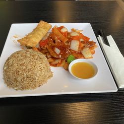 Chicken fried rice and Mongolian beef. Perfect lunchtime.
