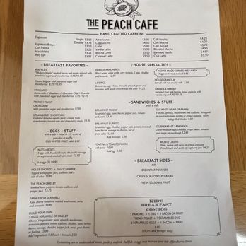 The Peach Cafe - Breakfast menu November 2023 - New American Near Me - Monrovia, California