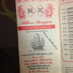Front of delivery menu Front of delivery menu