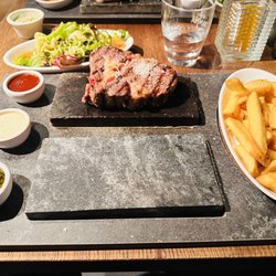 Abacco's Steakhouse - US rib eye 250g, fries, salad