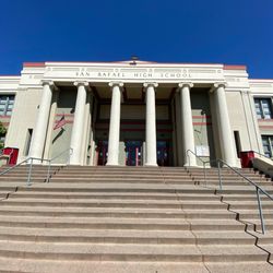 Front of the school where the auditorium is located