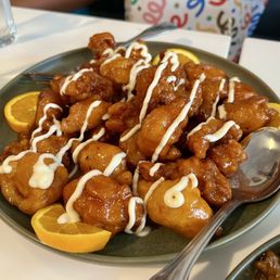 Orange Chicken with Garlic Aioli