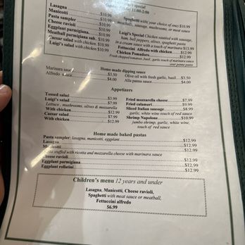 Luigis - Menu - Italian Near Me - Woodway, Texas