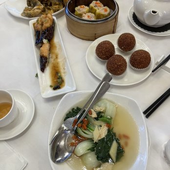 Royal Garden Seafood Restaurant - Vegetable with tofu skin, deep fried purple potato balls, siu mai, deep fried fish skin - IG @bougiefoodieboi - Dim Sum Near Me - Richmond, British Columbia