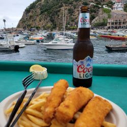 Avalon Seafood - Fish and chips with a cold beverage, and a million dollar view.